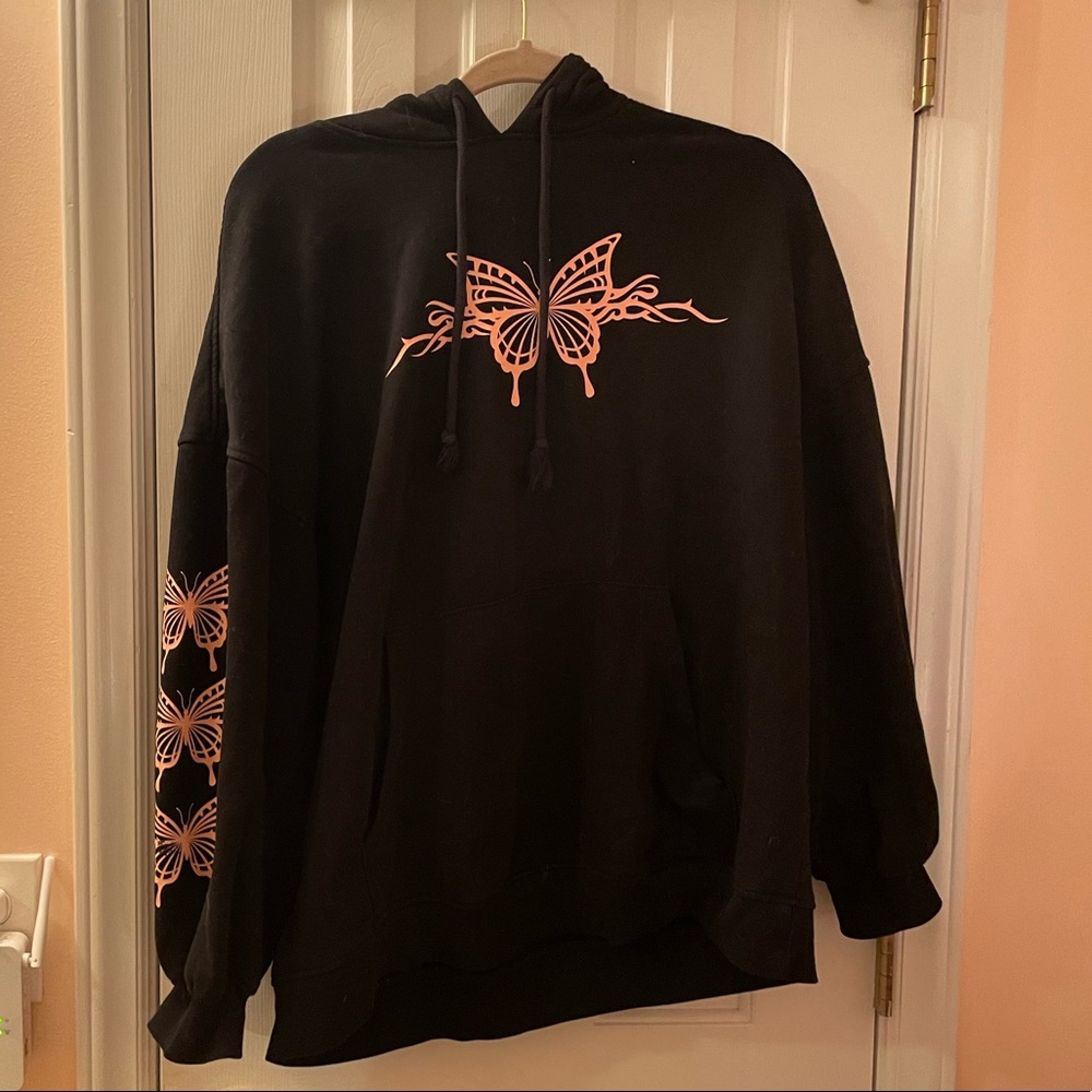 Black butterfly hoodie